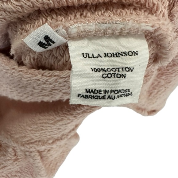Ulla Johnson Womens Ruffle Sleeve Hem Dress Sz Medium Rose Washed Terry Knit - Picture 7 of 8